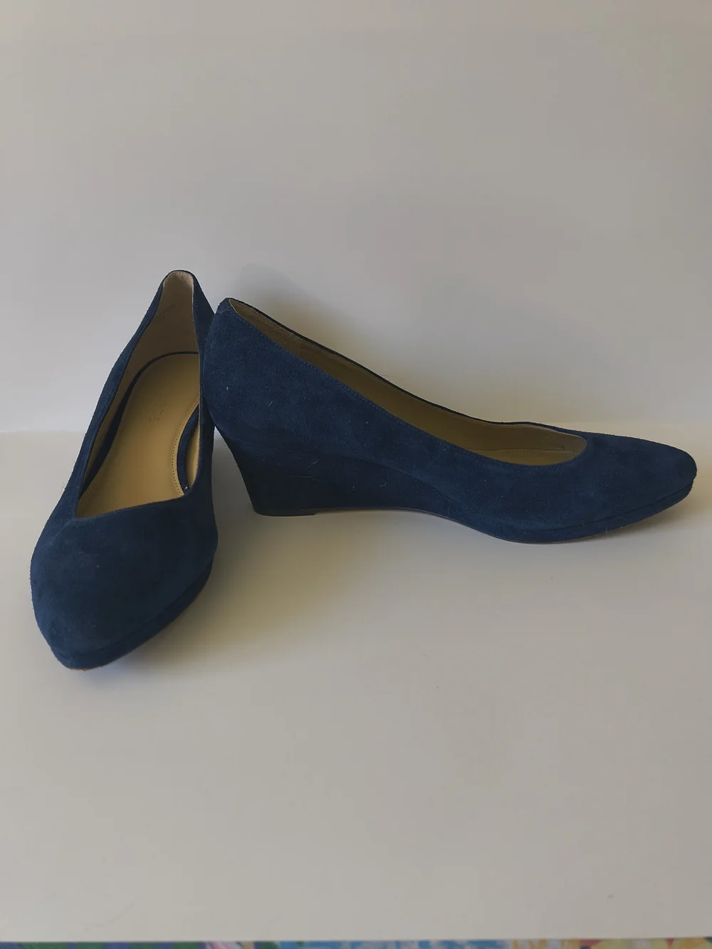 Talbots Lacey Navy Suede Wedge - Classic Women's Shoe - Picture 5 of 7